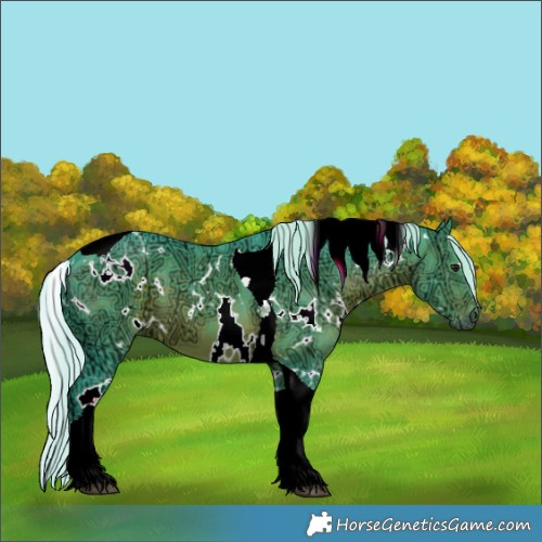 Horse Color:Watercolor White Spotted Silver Brown Ice Tobiano 