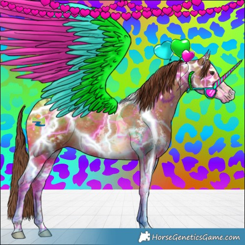 Horse Color:Chestnut Sabino Tobiano Varnish 