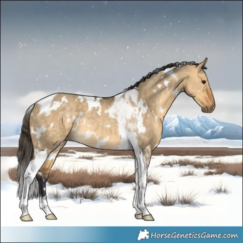 Horse Color:White Spotted Buckskin Dun Tobiano Rabicano 