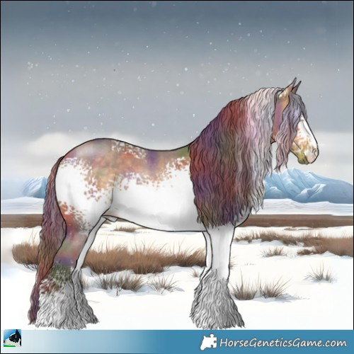 Horse Color:Nacre White Spotted Chocolate Buckskin Sabino 