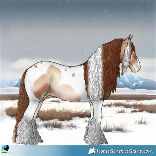 Horse Color:Brown Pearl Onyx Tobiano Rabicano 