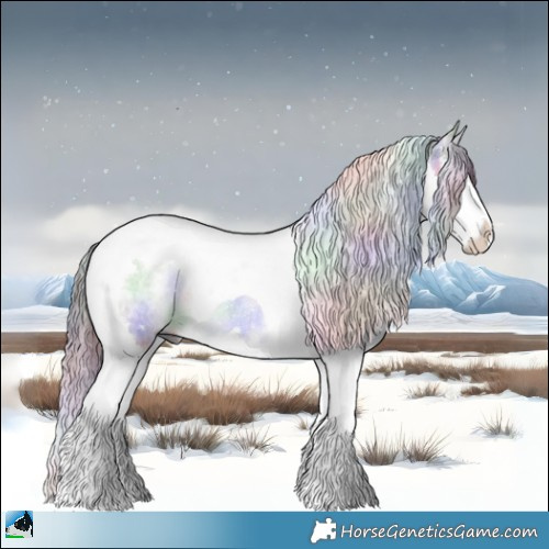 Horse Color:Nacre Chocolate Brown Chinchilla Dun Splash Tobiano Rabicano 