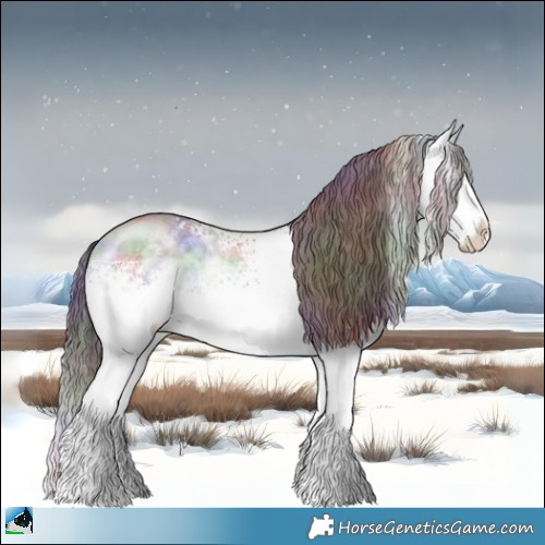 Horse Color:Nacre White Spotted Chocolate Bay Chinchilla Dun Rabicano 