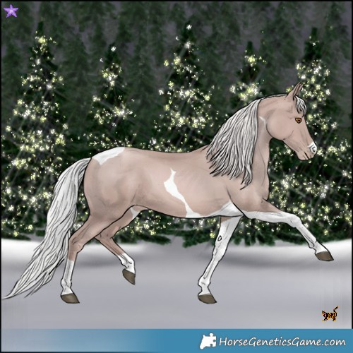 Horse Color:Platinum Silver Black Pearl Tobiano 