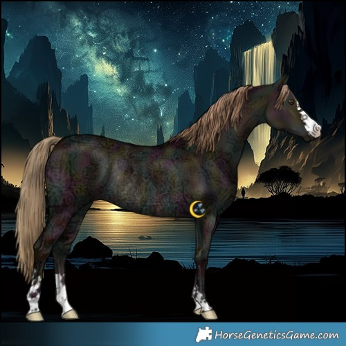 Horse Color:Midnight Liver Red Dun Ice Rabicano