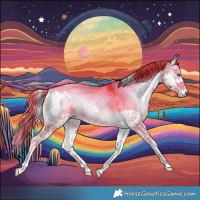 Horse Color:Watercolor Liver Red Dun Onyx Splash Tobiano Rabicano 