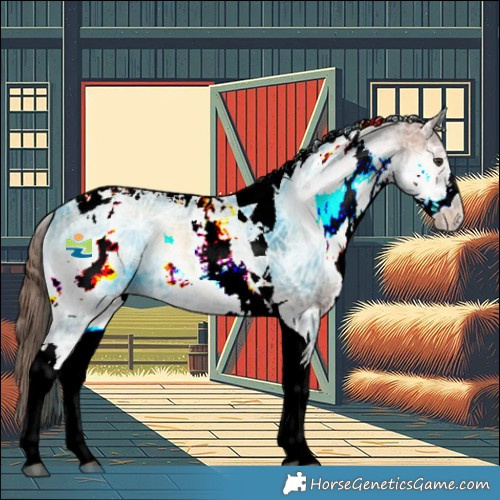 Horse Color:White Spotted Red Onyx Ice Tobiano 