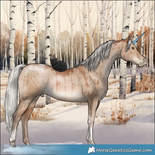 Horse Color:Silver Brown Pearl Dun Tobiano Brindle 