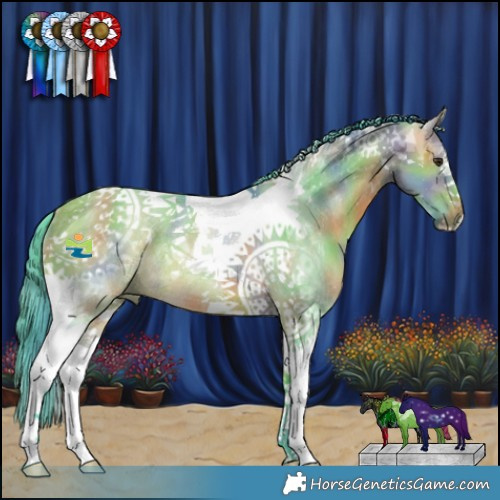 Horse Color:Nacre Watercolor Bay Dun Tobiano Rabicano 