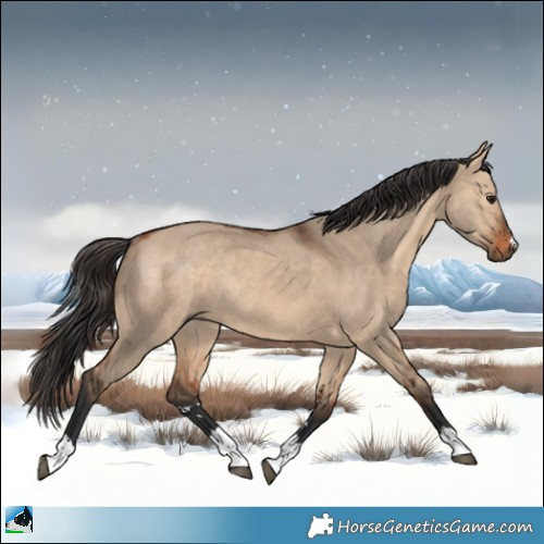 Horse Color:Bay Dun Rabicano 