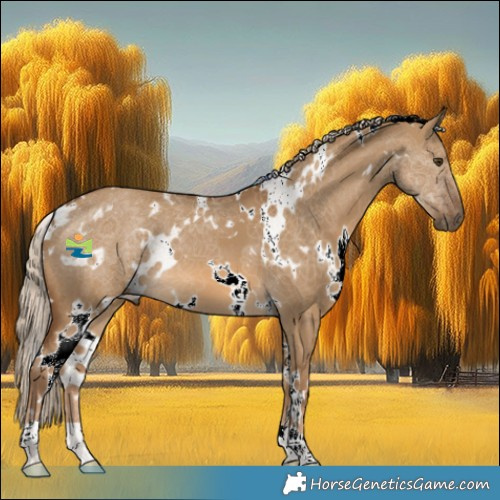 Horse Color:White Spotted Chocolate Palomino Dun 