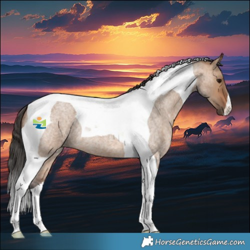 Horse Color:Bay Roan Dun Tobiano 