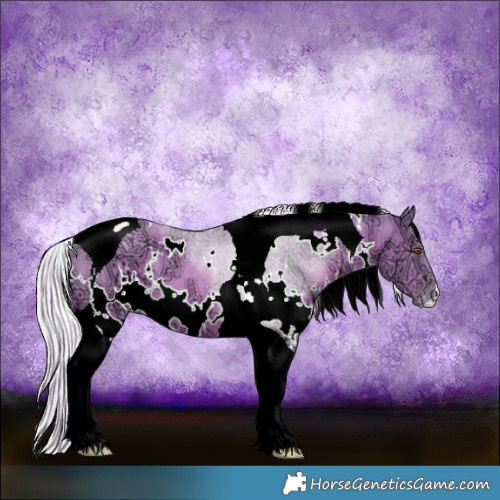 Horse Color:Watercolor White Spotted Silver Black Ice Pearl Tobiano 