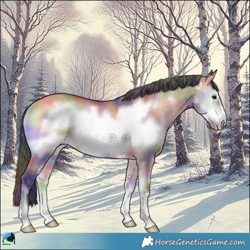 Horse Color:Nacre Bay Onyx Frame Rabicano 