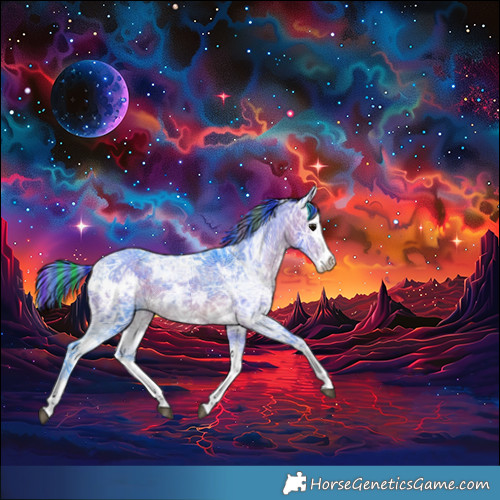 Horse Color:Painted Watercolor White Spotted Bay Ice Splash Rabicano 