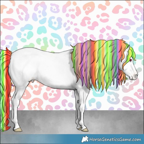 Horse Color:Platinum Painted Gold Champagne Chinchilla Roan Near Leopard 
