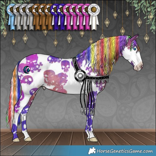 Horse Color:Painted Watercolor Silver Brown Splash Tobiano Rabicano 