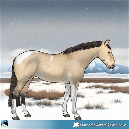 Horse Color:Buckskin Dun Tobiano Rabicano 