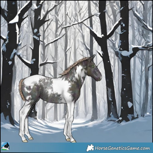 Horse Color:Midnight Perlino Onyx Tobiano Rabicano 