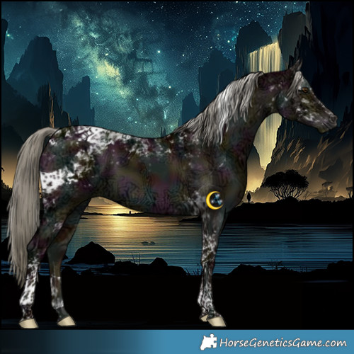 Horse Color:Midnight Liver Red Dun Ice Mushroom Tobiano 