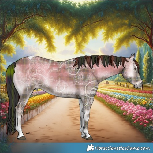 Horse Color:Plaid  White Spotted Liver Red Onyx Ice Tobiano 