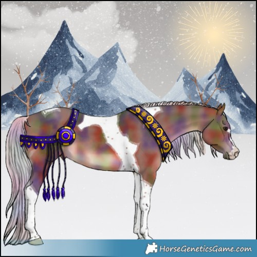 Horse Color:Nacre Silver Brown Tobiano 