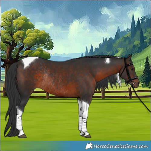 Horse Color:Brown Tobiano Rabicano