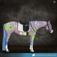 Horse Color:Powder White Watercolor Bay Sabino Rabicano and Powder White Watercolor Chocolate Brown Dun Sabino Rabicano