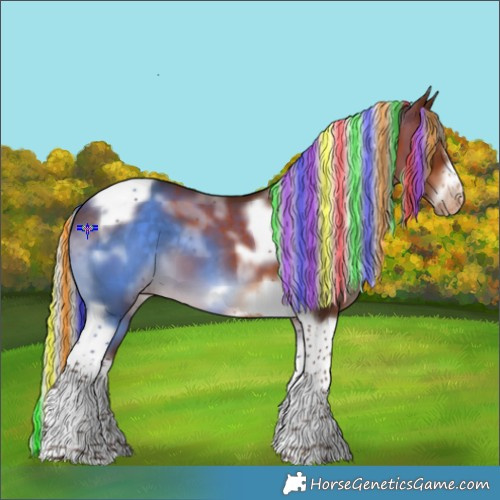 Horse Color:Painted Silver Brown Tobiano Frame Varnish 