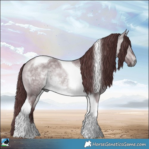 Horse Color:Chocolate Brown Chinchilla Dun Tobiano 