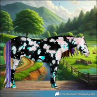 Horse Color:Painted Plaid  Chocolate Buckskin Ice Onyx Splash Tobiano Frame Rabicano 