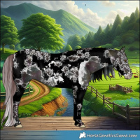 Horse Color:Platinum White Spotted Midnight Chocolate Buckskin Splash Tobiano 