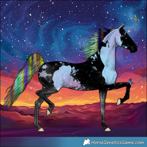 Horse Color:Void Painted Watercolor Brown Splash Tobiano Rabicano 