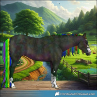 Horse Color:Painted Watercolor Midnight Brown Ice Dun 