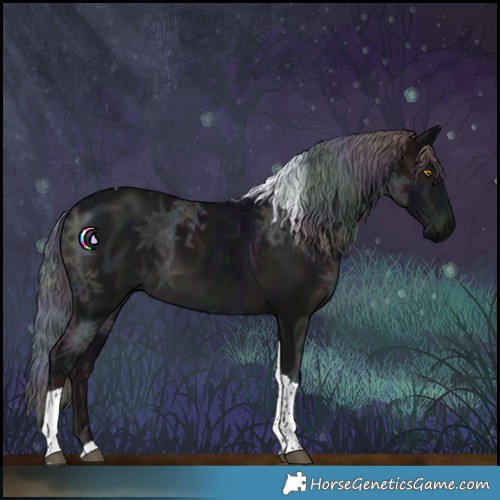 Horse Color:Nacre Midnight Black Ice Tobiano