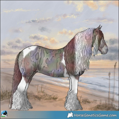 Horse Color:Nacre Chocolate Blue Onyx Ice Tobiano 