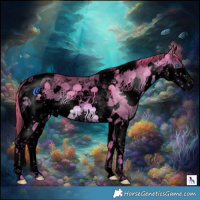 Horse Color:Void Watercolor Liver Red Dun Splash Tobiano