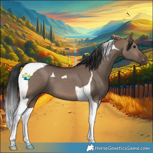 Horse Color:Brown Dun Tobiano 