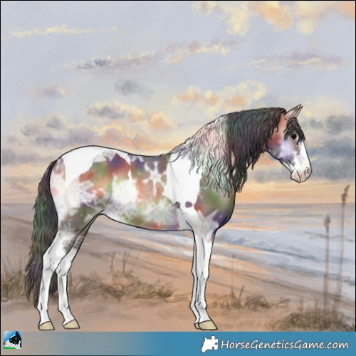 Horse Color:Nacre Bay Ice Onyx Sabino Tobiano 