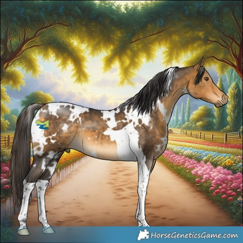 Horse Color:White Spotted Buckskin Tobiano 