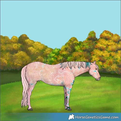 Horse Color:Watercolor White Spotted Silver Brown Ice Dun 