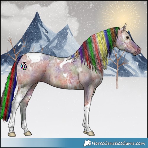 Horse Color:Painted Nacre Bay Ice Roan Tobiano 