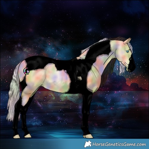 Horse Color:Void Nacre Silver Smoky Grullo Pearl Tobiano 