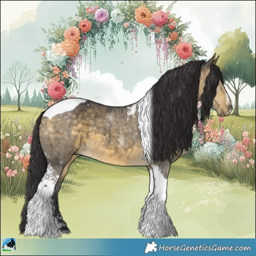 Horse Color:Buckskin Dun Tobiano Brindle 