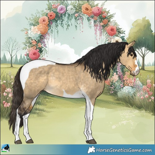 Horse Color:Buckskin Dun Tobiano Rabicano 