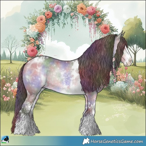 Horse Color:Nacre White Spotted Chocolate Brown Chinchilla Sabino Rabicano