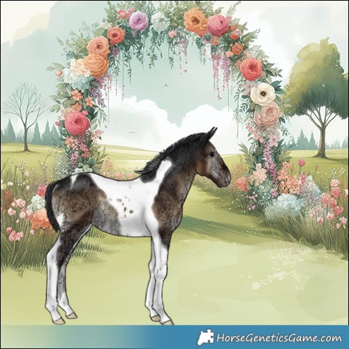 Horse Color:Brown Ice Onyx Tobiano Rabicano 