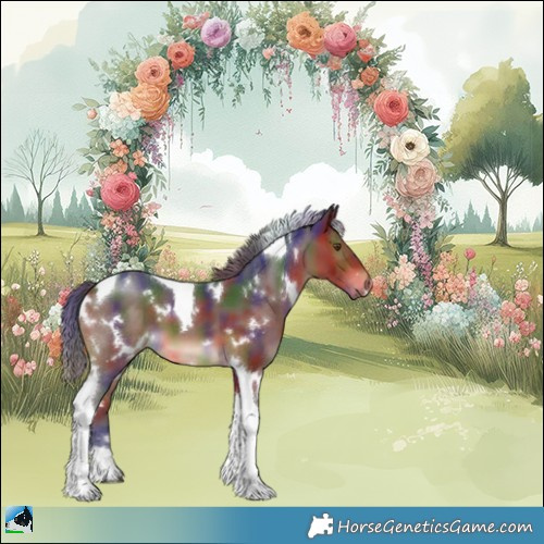 Horse Color:Nacre White Spotted Brown Tobiano 