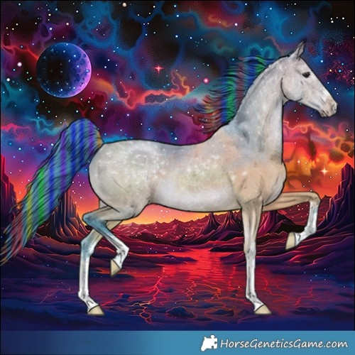 Horse Color:Painted Watercolor White Spotted Bay Rabicano 