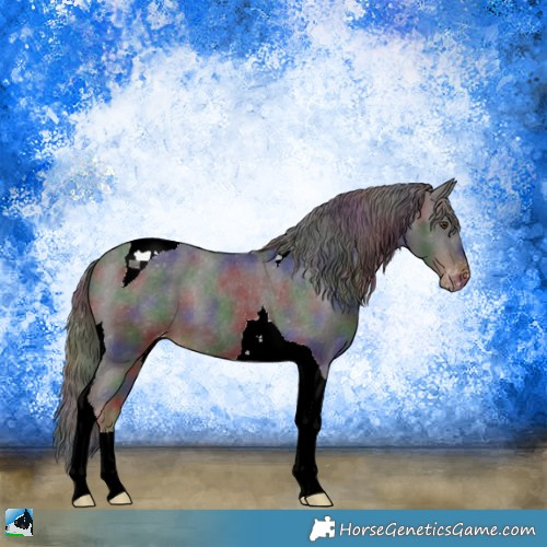 Horse Color:Nacre Liver Chestnut Tobiano Varnish